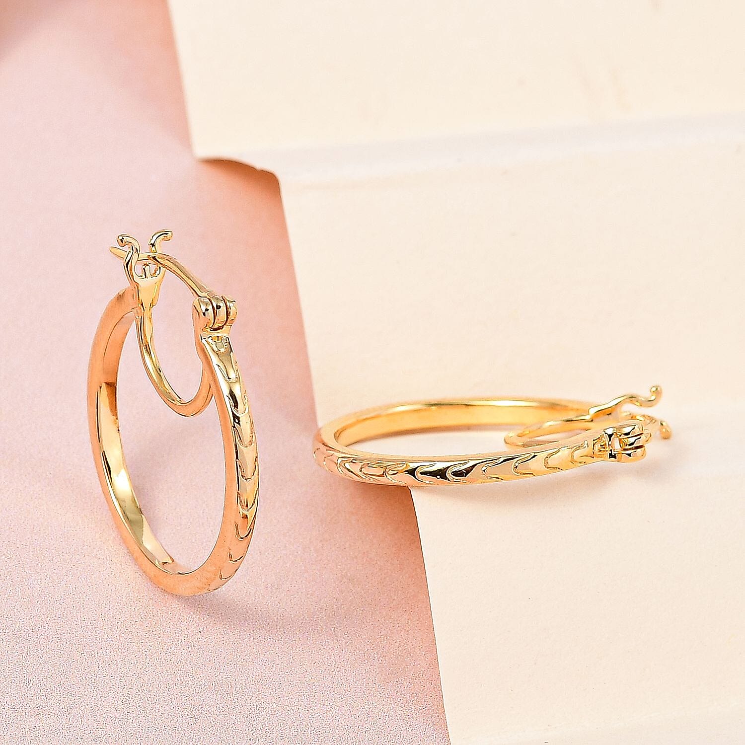Set of 3 - Sterling Silver, 18K Vermeil Yellow Gold Plated Sterling Silver & 18K Vermeil Rose Gold Plated Sterling Silver Hoop Earrings