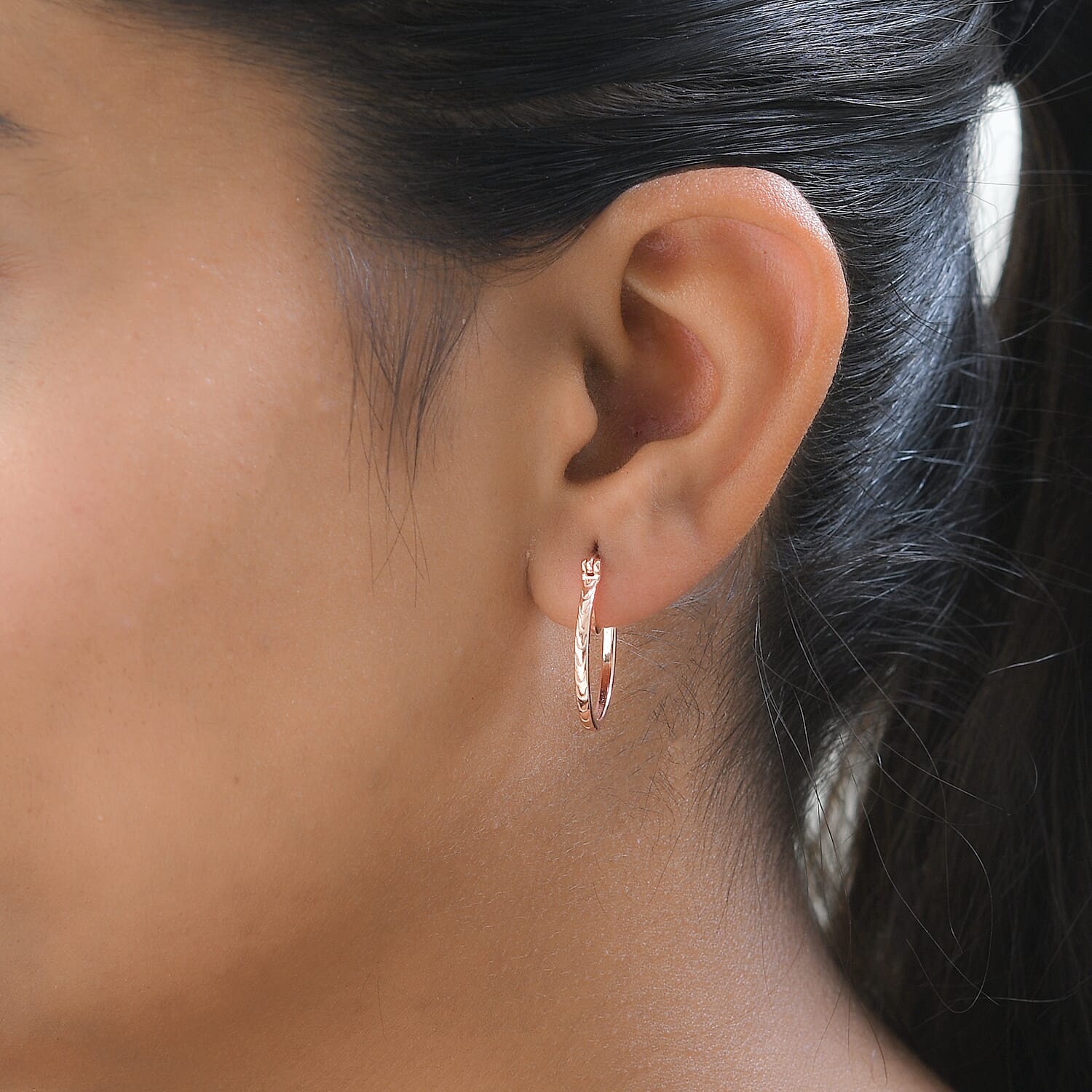 Set of 3 - Sterling Silver, 18K Vermeil Yellow Gold Plated Sterling Silver & 18K Vermeil Rose Gold Plated Sterling Silver Hoop Earrings