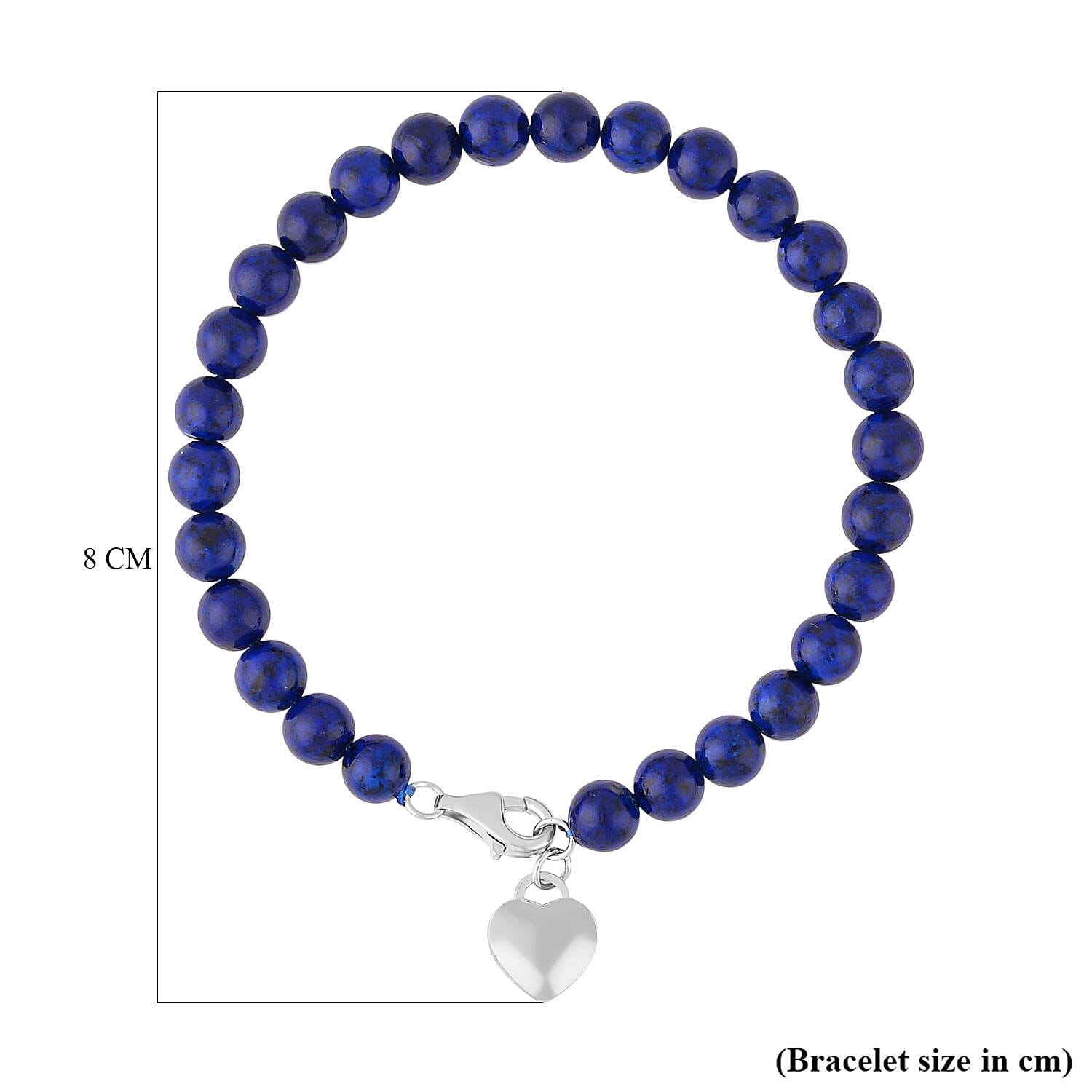 Set of 3 - Rose Quartz Heart Charms, Green Aventurine & Lapis Lazuli Bracelet (Size - 7.5) in Rhodium Overlay Sterling Silver