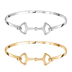 Biggest Designer Closeout - Snaffle Bangle in Silver Tone (Size 8.5)