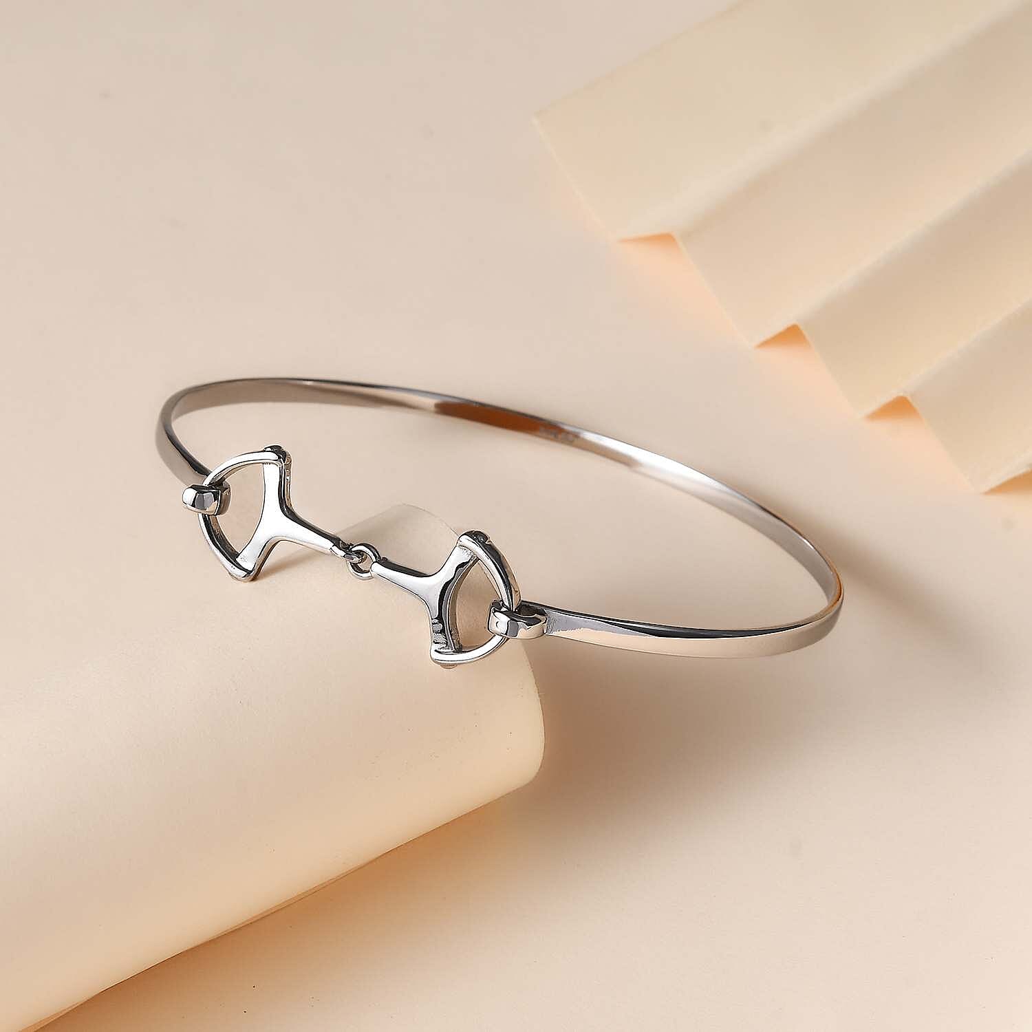 Set of 2 - Snaffle Bangles in Silver and Gold Tone (Size 8.5)