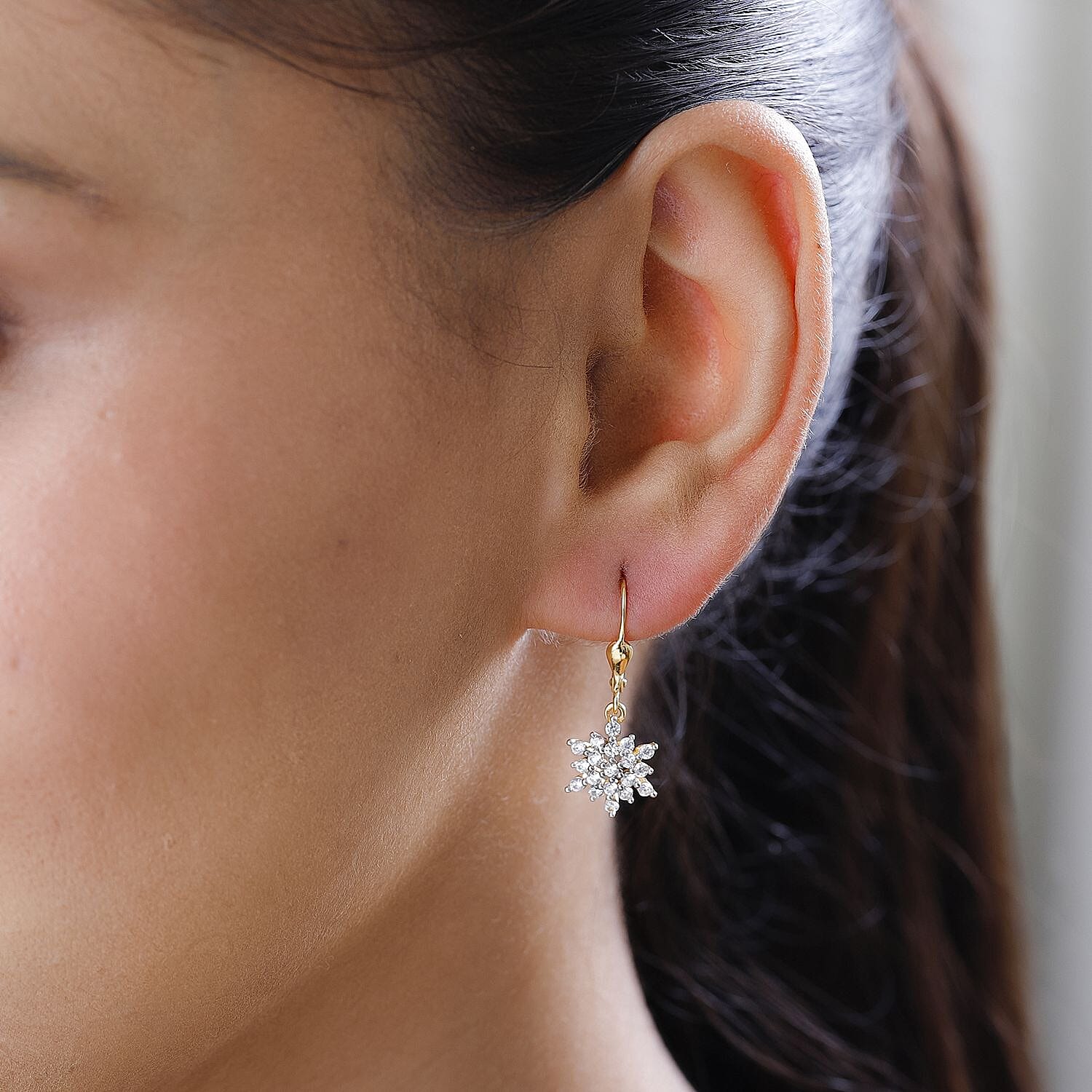 Set of 3 - Natural Cambodian Zircon Earrings (with Lever Back) in Sterling Silver with Platinum, 18K Vermeil Rose Gold & 18K Vermeil Yellow Gold Plating