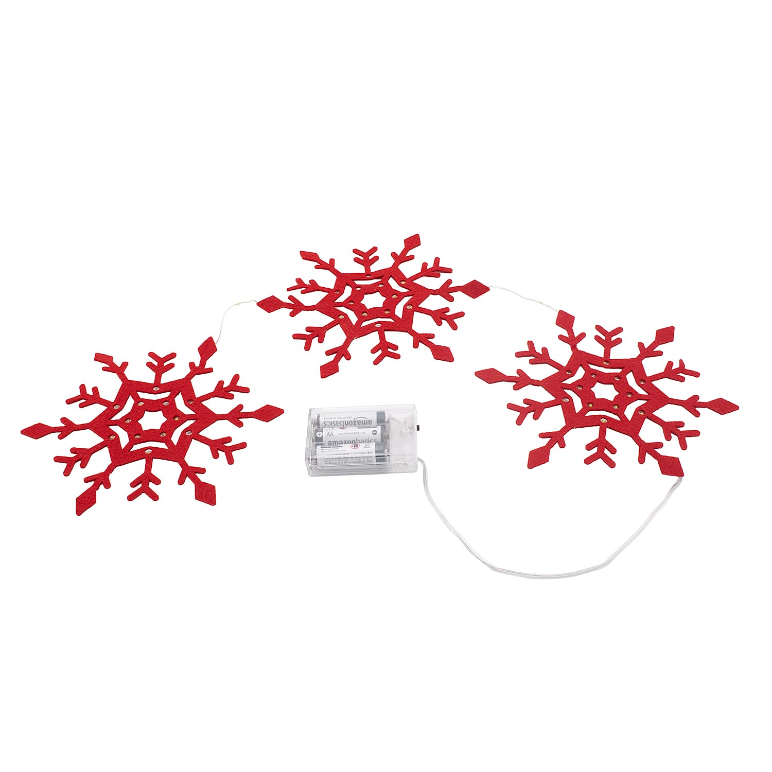 Christmas Decoration - Snowflake Table Decoration (set of 3) & Felt Star Decorative Runner (Length-120 Cm) - Red