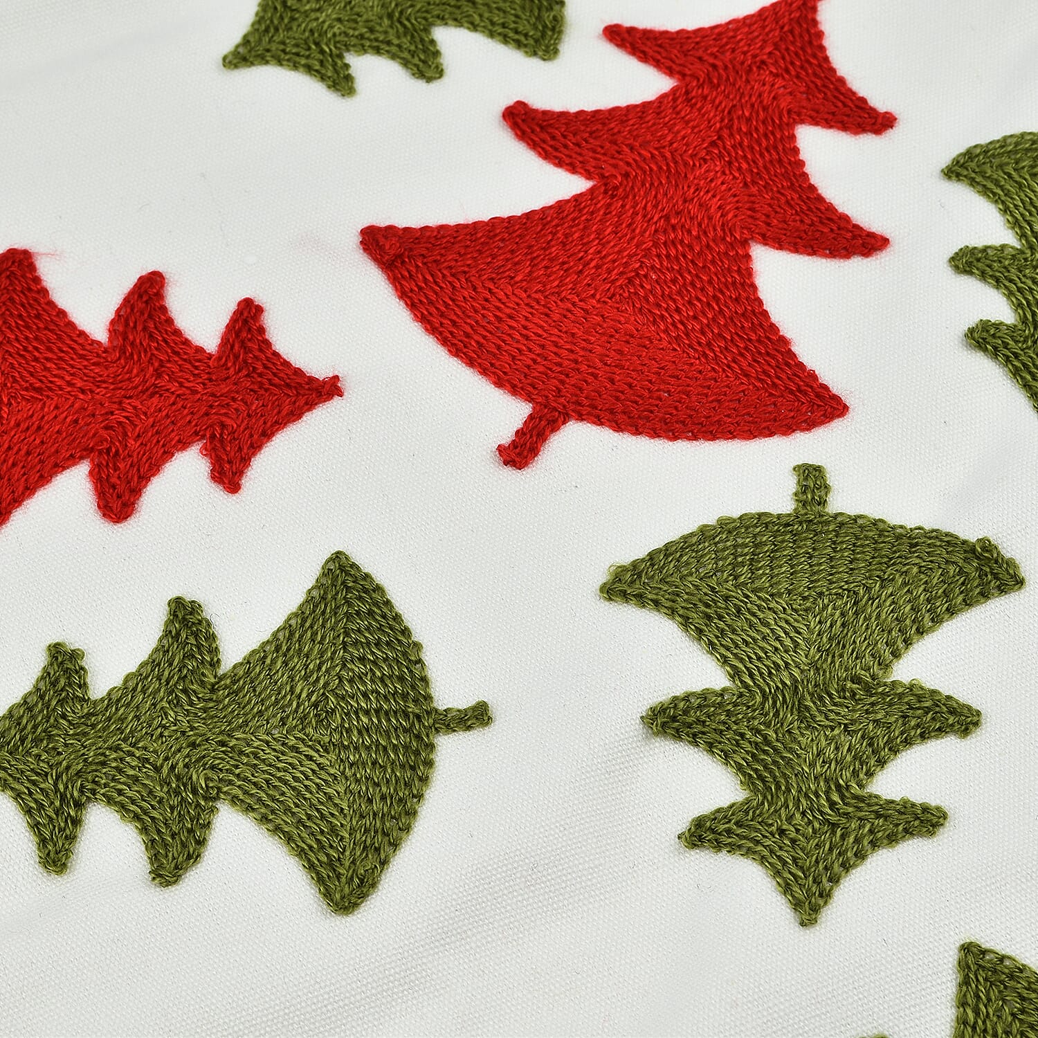 Christmas Decoration - Set of 4 Cotton (100%) Towel Embroidery Soft Cushion Cover with Christmas Tree & Stocking Pattern (45x45cm)