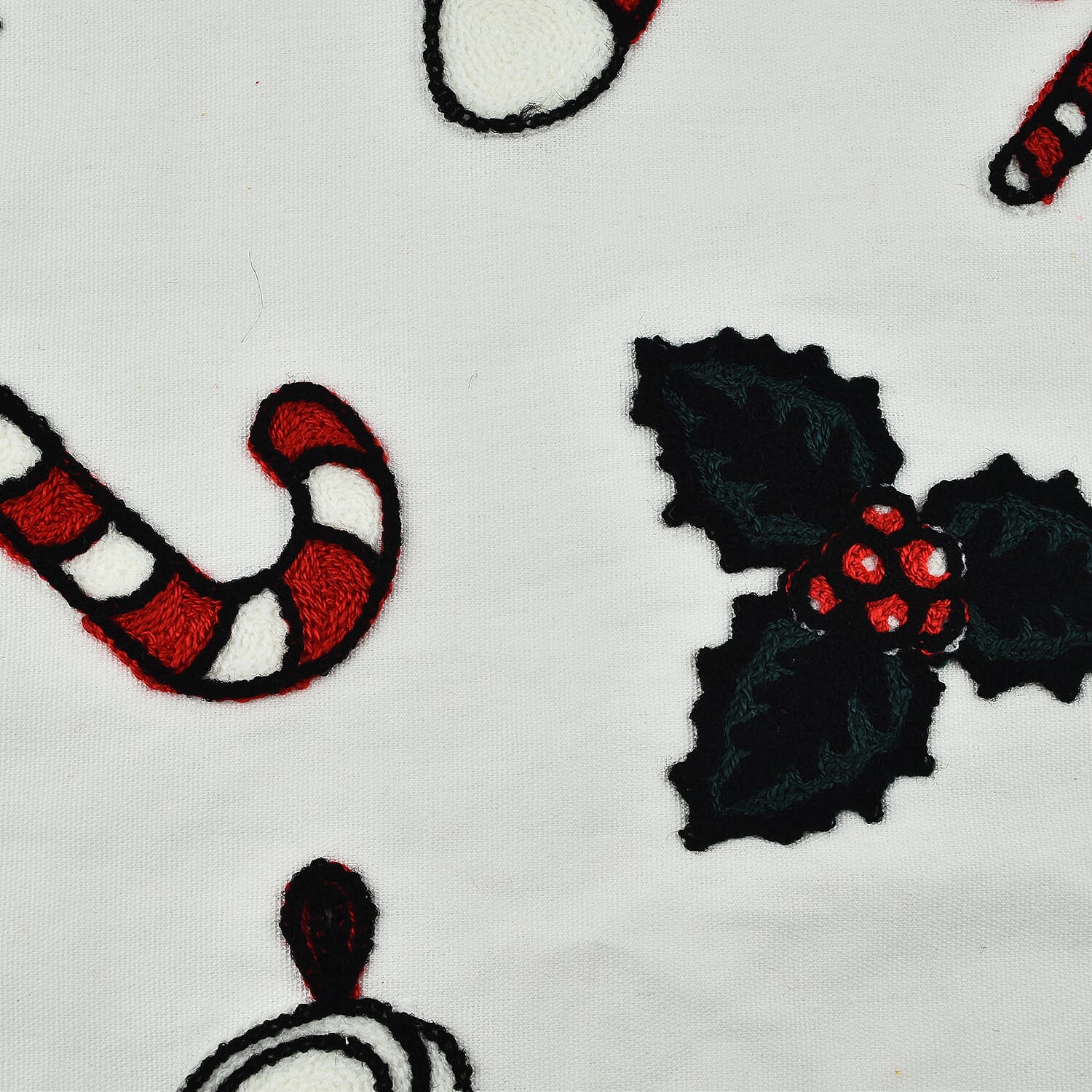 Christmas Decoration - Set of 4 Cotton (100%) Towel Embroidery Soft Cushion Cover with Christmas Tree & Stocking Pattern (45x45cm)