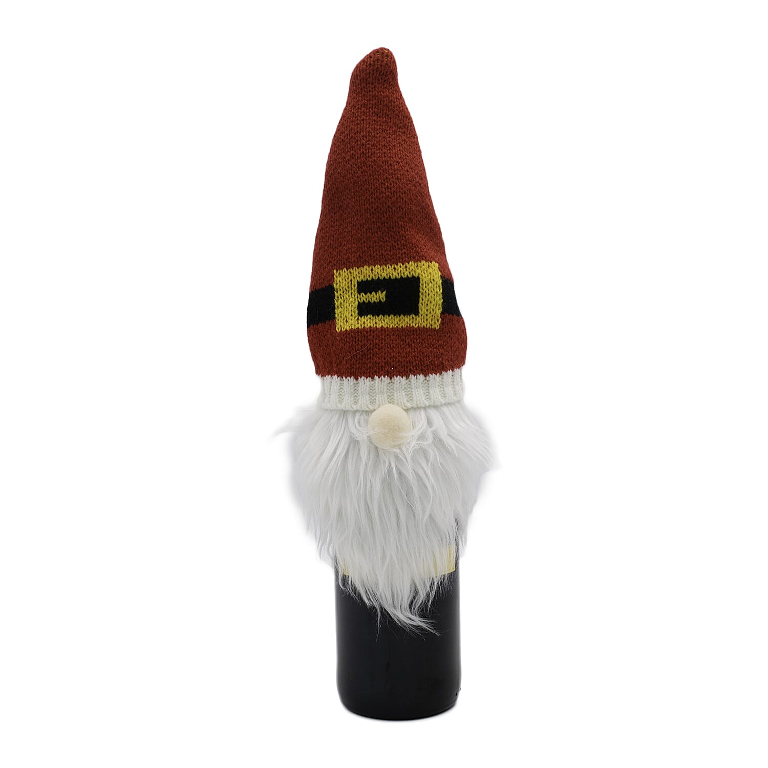Christmas Decoration - Set of 8 Gnome Bottle Covers in Red, Brown, White & Green (2 of each)