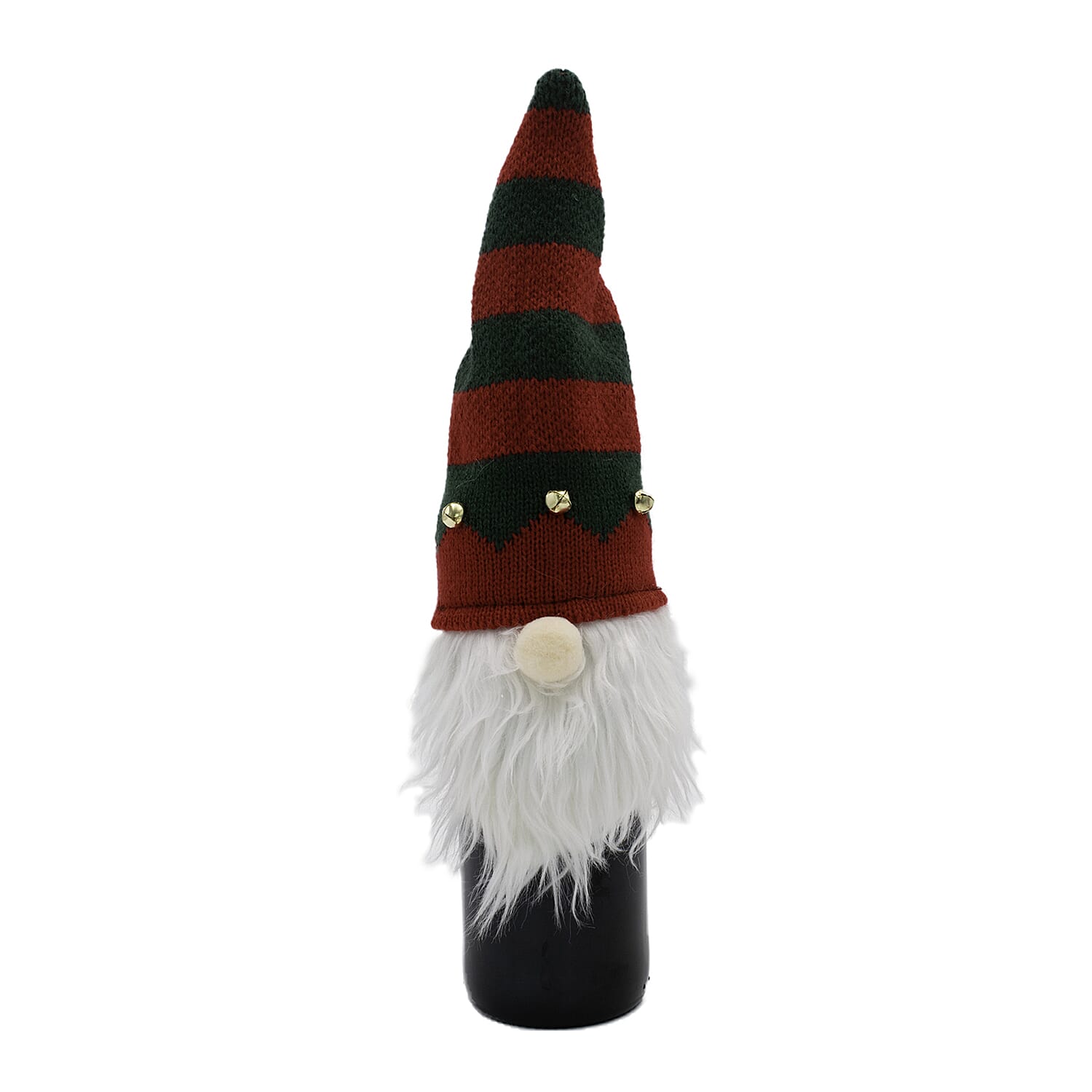 Christmas Decoration - Set of 8 Gnome Bottle Covers in Red, Brown, White & Green (2 of each)