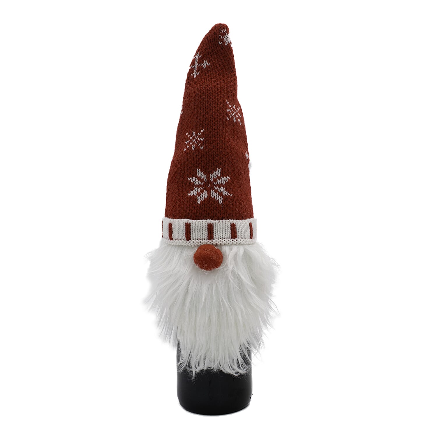 Christmas Decoration - Set of 8 Gnome Bottle Covers in Red, Brown, White & Green (2 of each)