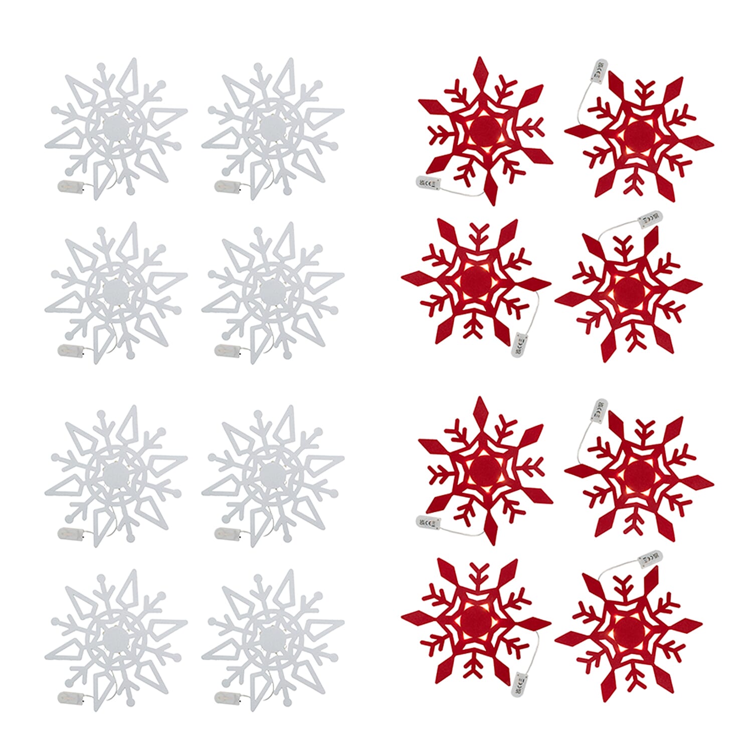 Christmas Decoration - Set of 16 Snowflake Table Decorations Red and White