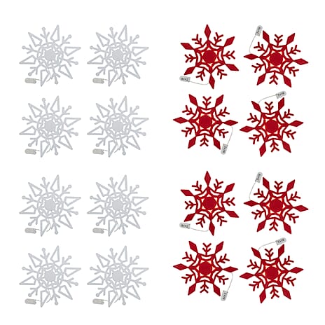 Christmas Decoration - Set of 16 Snowflake Table Decorations Red and White
