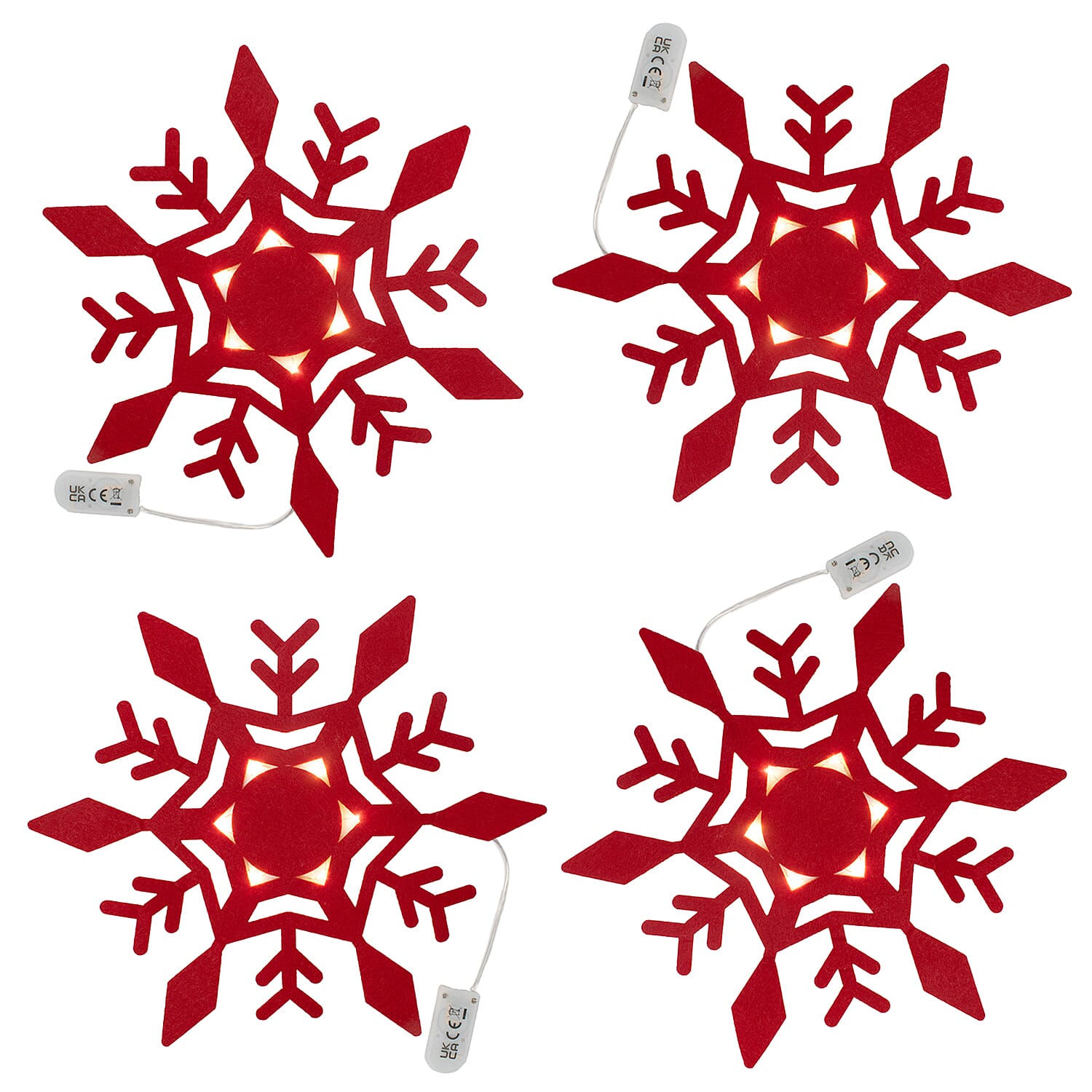 Christmas Decoration - Set of 16 Snowflake Table Decorations Red and White