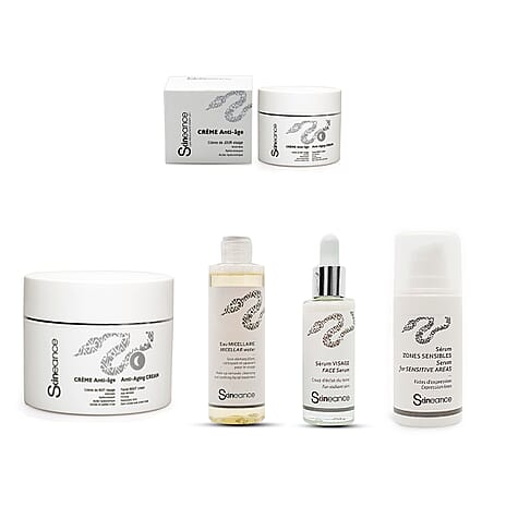 SKINEANCE Christmas Radiance Gift Set - Snake Venom Anti-Ageing Day & Night Creams 50ml each, Face Serum 30ml, Serum for Sensitive Areas 15 ml & Micellar Water 200 ml