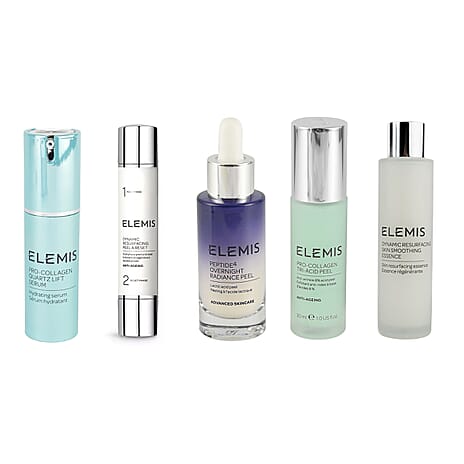 Elemis Holiday Glow Gift Set - Pro Collagen Quartz Lift Serum 30ml, Peptide Overnight Radiance Peel 30ml, Pro Collagen Tri-Acid Peel 30ml, Resurfacing Skin Smoothing Essence 100ml & Resurfacing Peel a