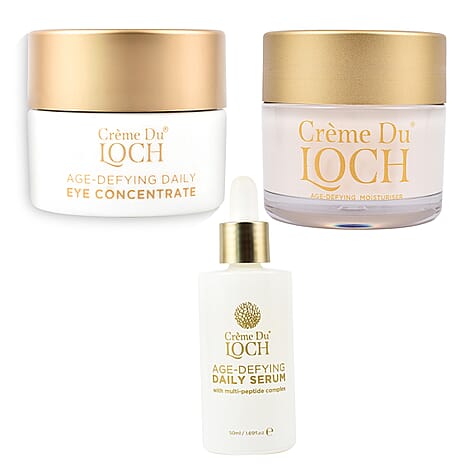 Cr&egrave;me du Loch Christmas Age Defying Gift Set - Daily Moisturiser 50ml, Daily Serum 50ml & Daily Eye Concentrate 30ml