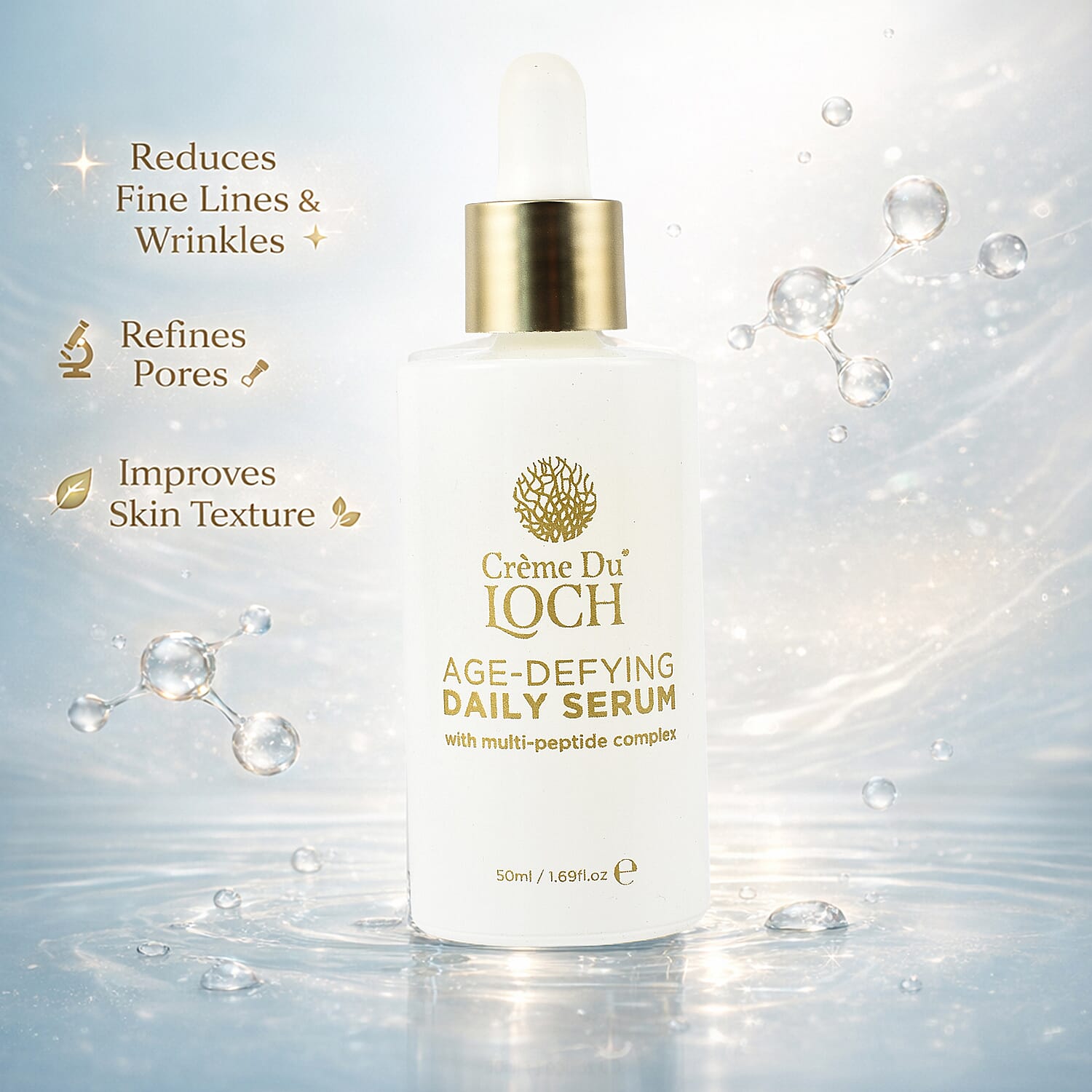Cr&egrave;me du Loch Christmas Age Defying Gift Set - Daily Moisturiser 50ml, Daily Serum 50ml & Daily Eye Concentrate 30ml