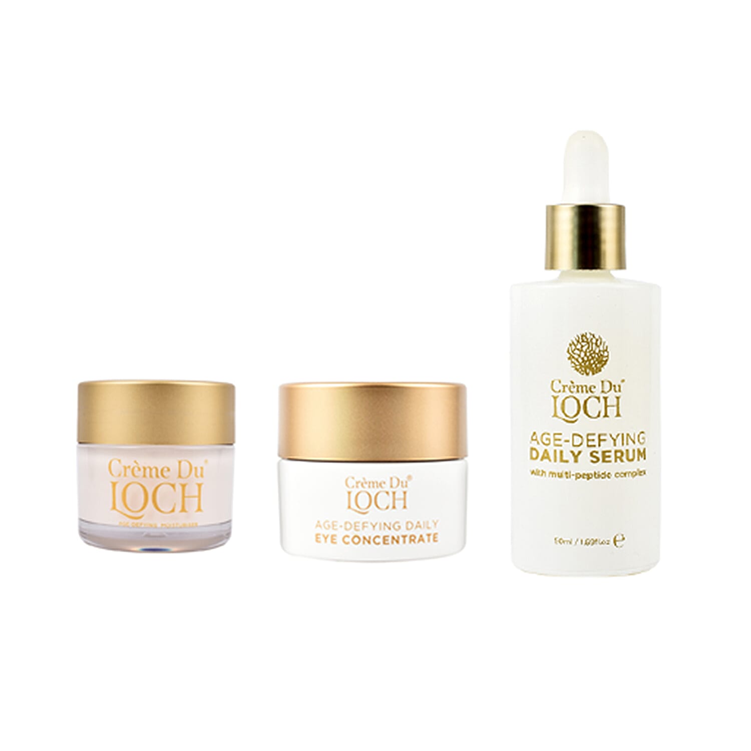 Crème du Loch Christmas Age Defying Gift Set - Daily Moisturiser 50ml, Daily Serum 50ml & Daily Eye Concentrate 30ml
