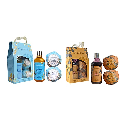 Di Palomo Christmas Luxury Bathing Gift Set - Orange Blossom & Fig-Grape (Includes Bathing Bubbles 300ml and 2 x Bath Bombs in each)