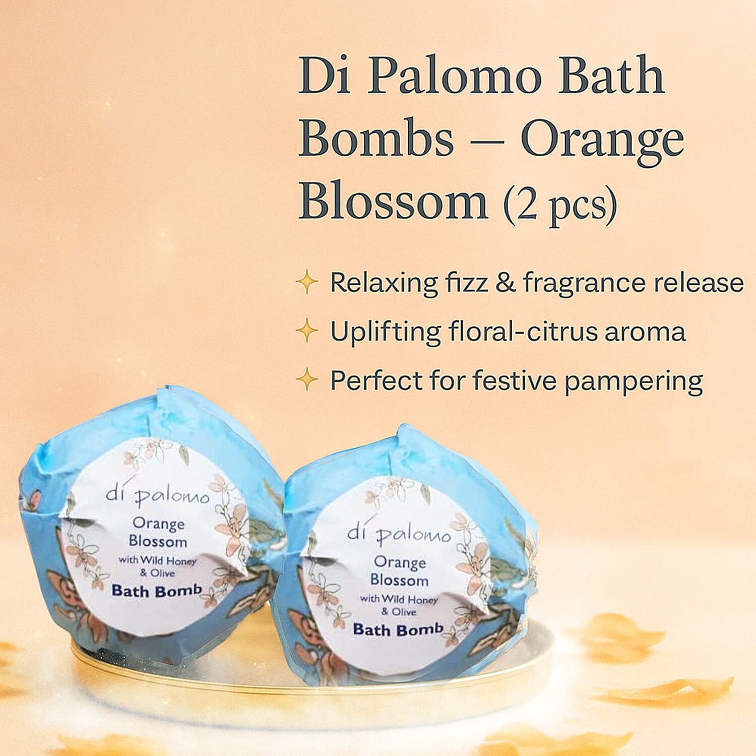 Di Palomo Christmas Luxury Bathing Gift Set - Orange Blossom & Fig-Grape (Includes Bathing Bubbles 300ml and 2 x Bath Bombs in each)
