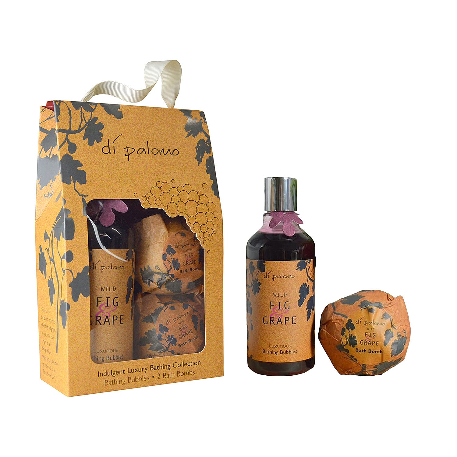 Di Palomo Christmas Luxury Bathing Gift Set - Orange Blossom & Fig-Grape (Includes Bathing Bubbles 300ml and 2 x Bath Bombs in each)