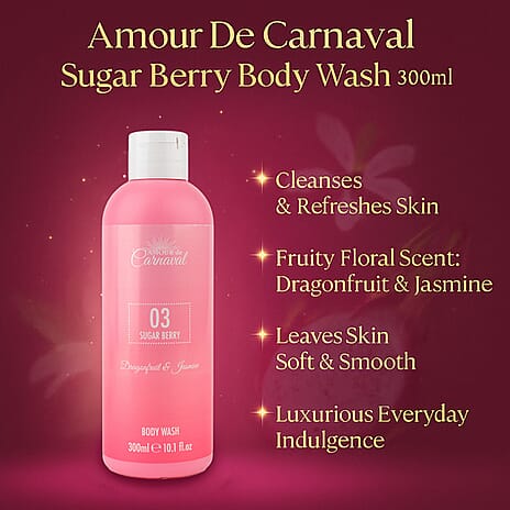 Amour de Carnaval Christmas Fragrance & Body Gift Set - Golden Sun EDP for Her 100ml, Tropical Bliss EDP for Her 100ml and Dragonfruit & Jasmine Scented Body Wash 300 ml, Body Mist 100 ml & Body Lotio