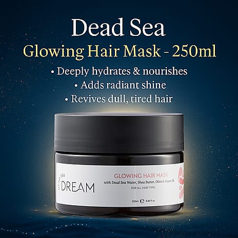 Dead Sea Dream Christmas Spa Gift Set - Body Scrub 250ml, Floatation Bath Salt Crystals 450g, Glowing Hair Mask 250ml & Body Cream 300ml