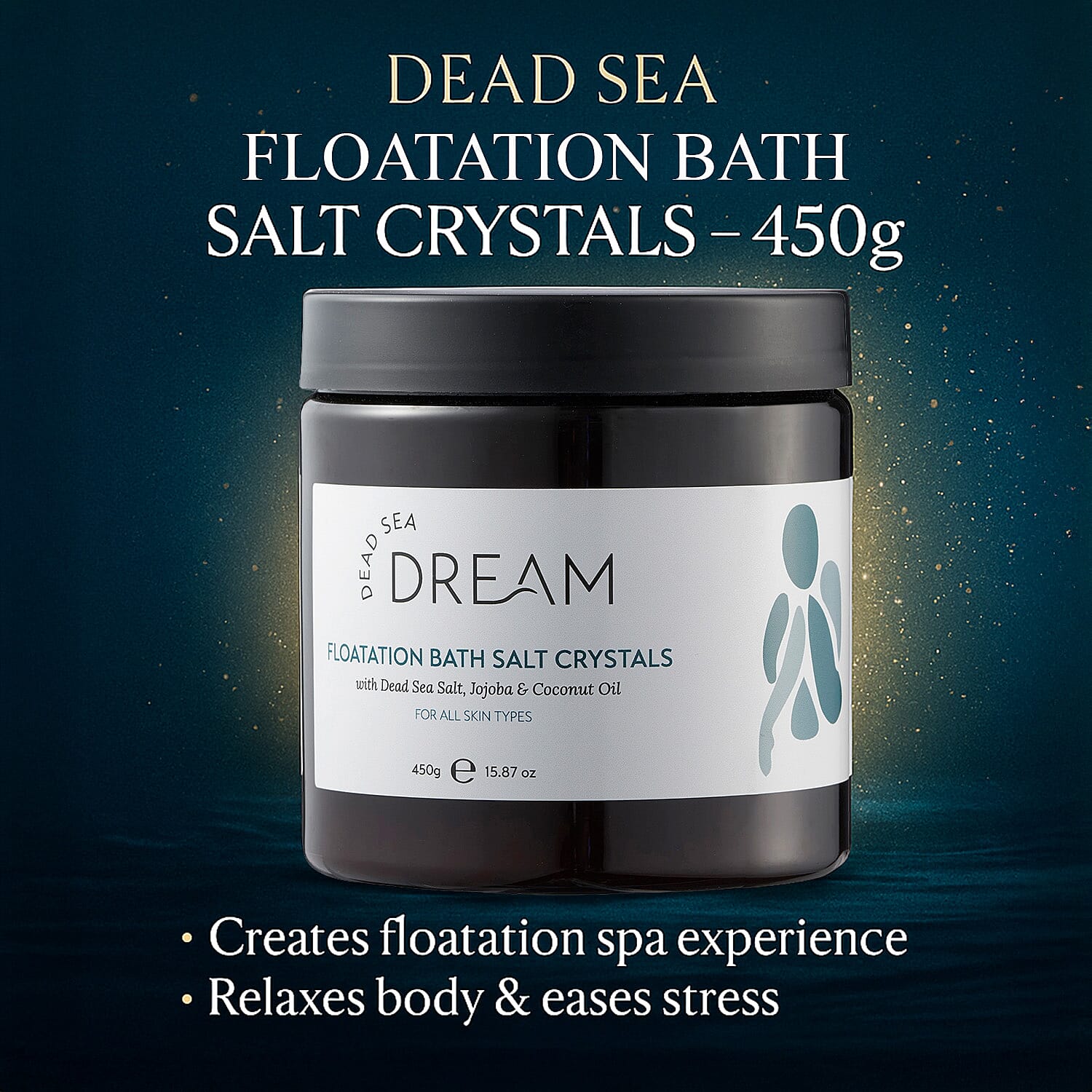 Dead Sea Dream Christmas Spa Gift Set - Body Scrub 250ml, Floatation Bath Salt Crystals 450g, Glowing Hair Mask 250ml & Body Cream 300ml