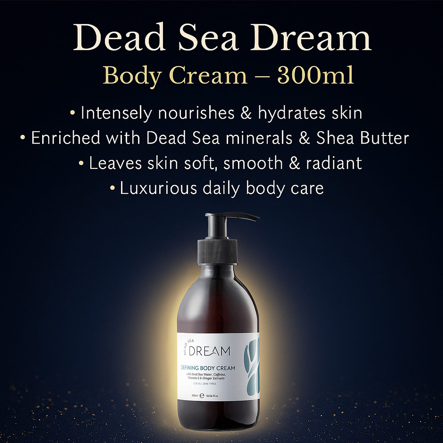 Dead Sea Dream Christmas Spa Gift Set - Body Scrub 250ml, Floatation Bath Salt Crystals 450g, Glowing Hair Mask 250ml & Body Cream 300ml