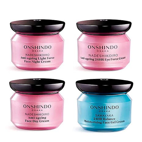 Onshindo Osaka Holiday Moisture & Repair Set - Anti-Ageing Rich Face Day & Night Cream (Dry Skin) 50ml each, 24HR Eye Force Cream 20ml & 24HR Balance Moisturising Face Gel Cream 50ml