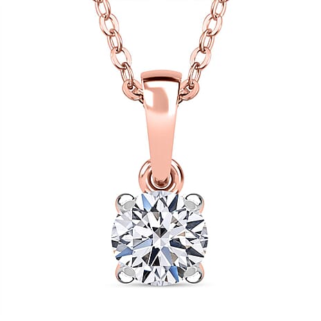 Luxuriant Radiant Rose Christmas Gift Set - Lab Grown Diamond Pendant with Chain (Size20) with Spring Ring Clasp & Stud Push Back Earrings  in 18K Vermeil Rose Gold Plated Sterling Silver (SI G-H)