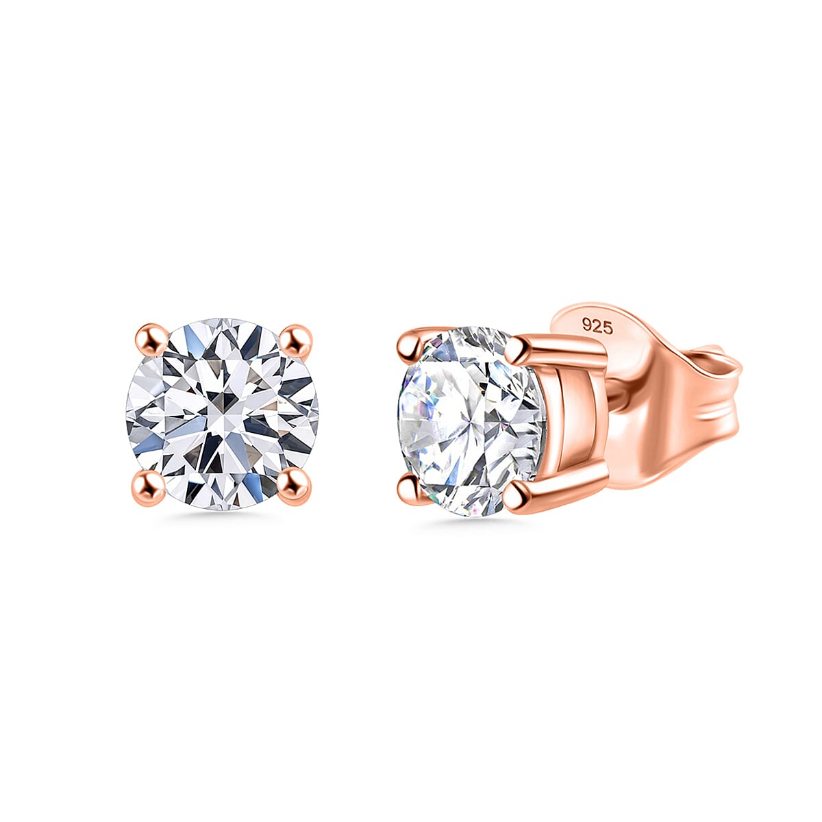 Luxuriant Radiant Rose Christmas Gift Set - Lab Grown Diamond Pendant with Chain (Size20) with Spring Ring Clasp & Stud Push Back Earrings  in 18K Vermeil Rose Gold Plated Sterling Silver (SI G-H)