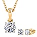Luxuriant Golden Glow Christmas Gift Set - Lab Grown Diamond Pendant with Chain (Size 20) with Spring Ring Clasp & Stud Push Back Earrings in 18K Vermeil Yellow Gold Plated Sterling Silver (SI G-H)