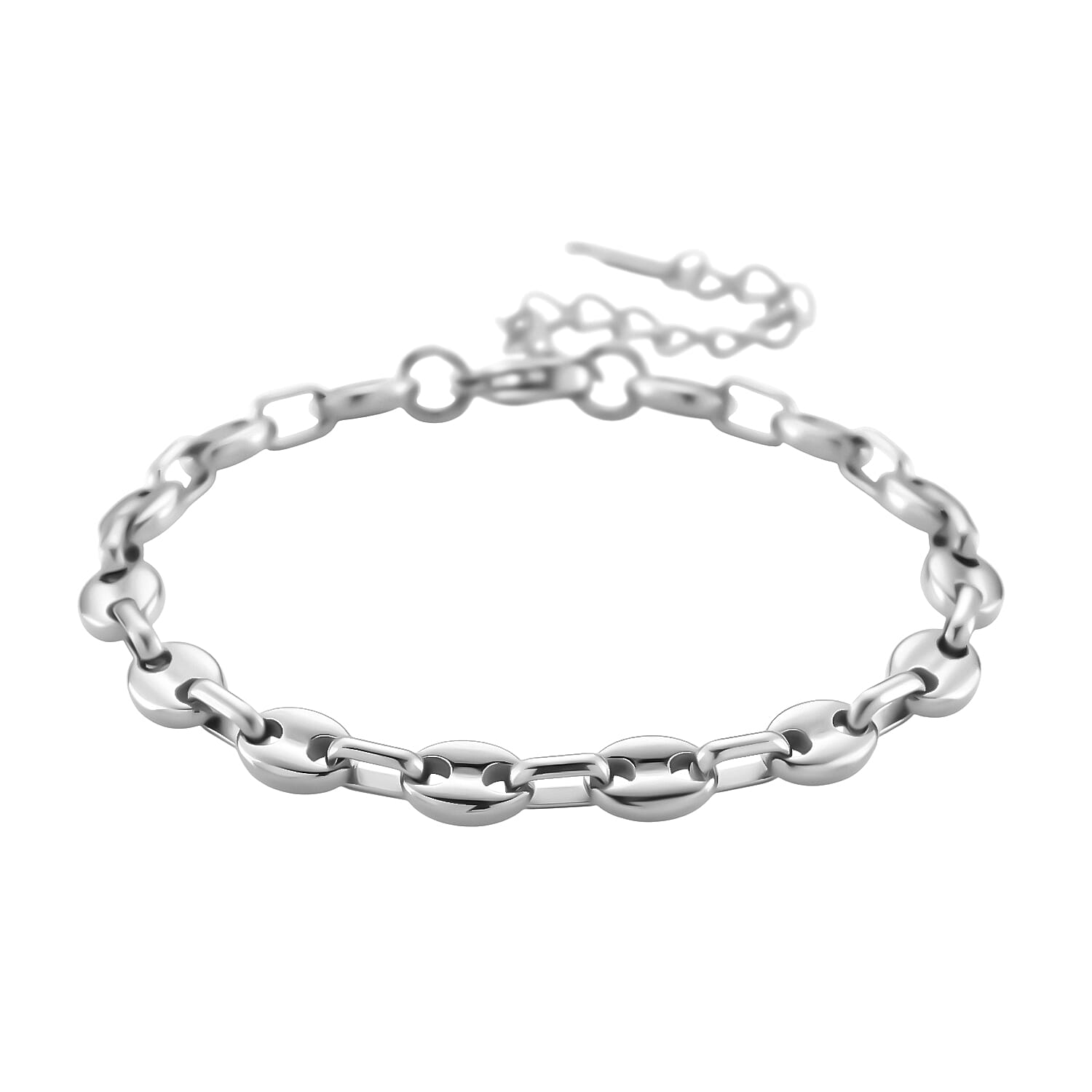 Silver Waves Christmas Gift Collection - Mariner Bracelet (Size - 7 - 2 Ext), Necklace (Size - 16 - 2 Ext) with Lobster Clasps & Pebble Earrings in Silver Tone Stainless Steel