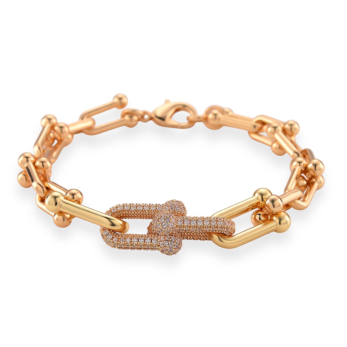 Links of Strength Holiday Gift Set - White Cubic Zirconia Industrial Bracelet (Size 9), Necklace (Size 20) & Earrings with Clasp