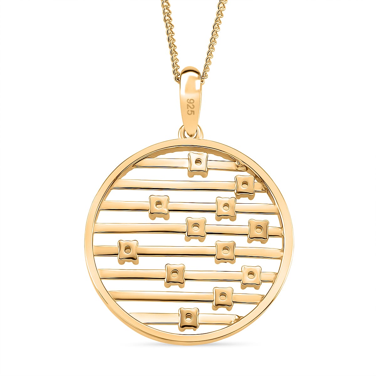 Set of 2 - Moissanite Pendant with Chain (Size 18) in Yellow Gold Plated Sterling Silver