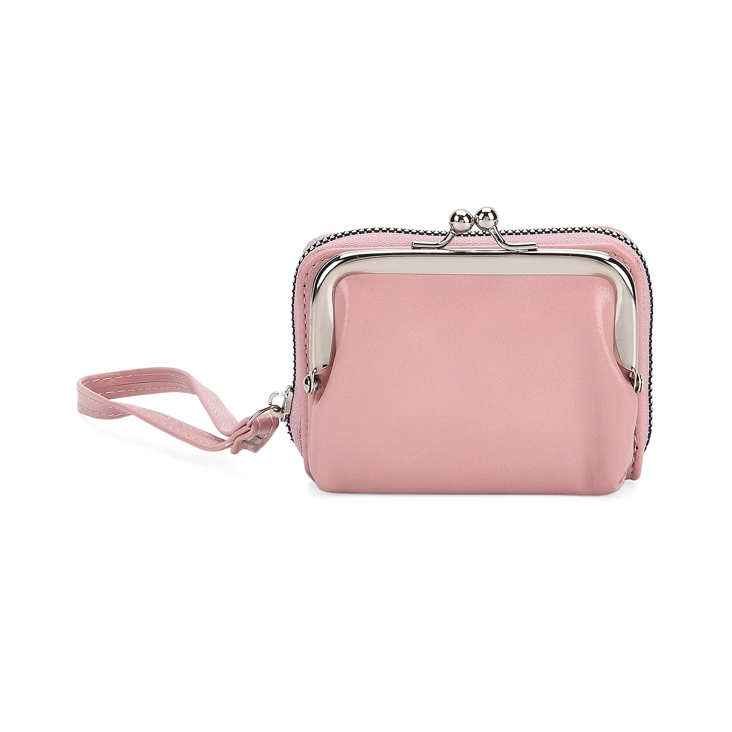 Pretty with Pink Holiday Gift Set - Leatherette Textured Crossbody Handbag with Scarf Accent & Adjustable Strap and 2-in-1 Wristlet RFID Classic Kiss-Lock Wallet