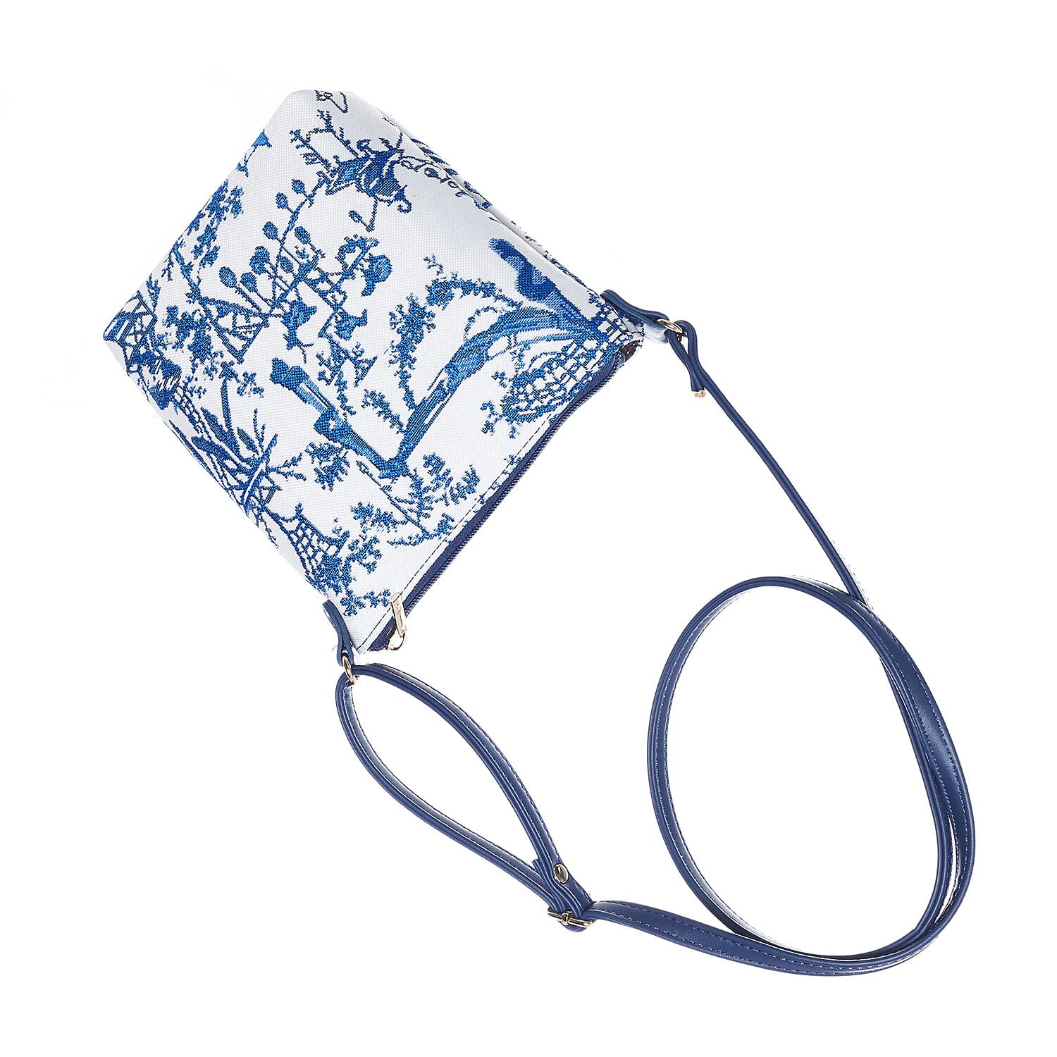 Signare Tapestry Christmas Gift Duo - Designer Inspired Chinoiserie Sling Bag Zip Coin Purse with Chinoserie Cosmetic Bag