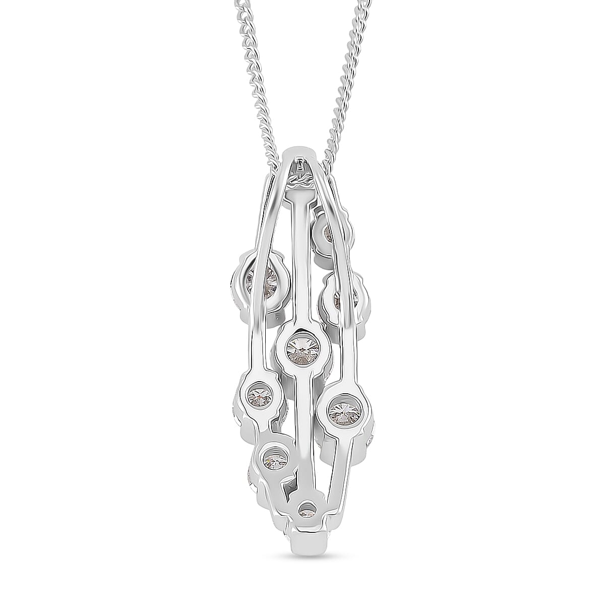 Set of 3 - RADIANTA GRA Certified Moissanite Pendants with Chains (Size 18) in Rhodium Overlay Sterling Silver