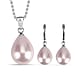 Set of Golden Shell Pearl Pendant with Chain (Size 20) & Pearl Bead Drop Earring in Silver Tone