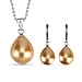 Set of Golden Shell Pearl Pendant with Chain (Size 20) & Pearl Bead Drop Earring in Silver Tone