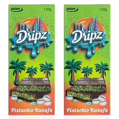 Set of 2- Dripz Dubai Pistachio Kunafa Chocolate (120g)