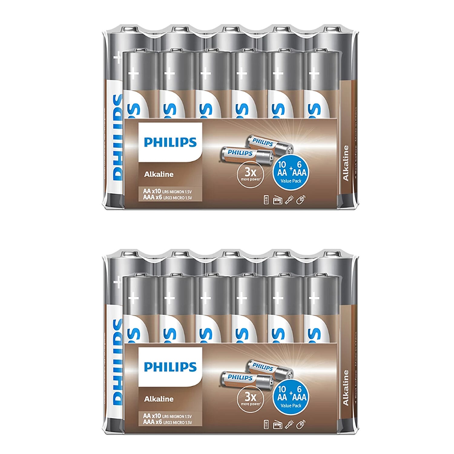 Set of 2 - Philips Power Alkaline Set Of 16 (AA and AAA)  batteries
