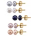 Set of 5 - Fresh Water Pearl Beads Earring with Push Back in Grey, White, Purple, Peach & Peacock