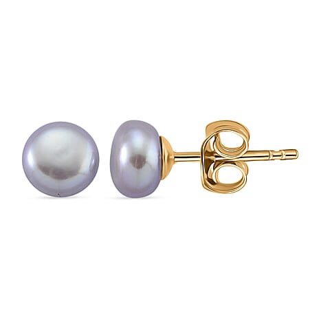 Set of 5 - Fresh Water Pearl Beads Earring with Push Back in Grey, White, Purple, Peach & Peacock