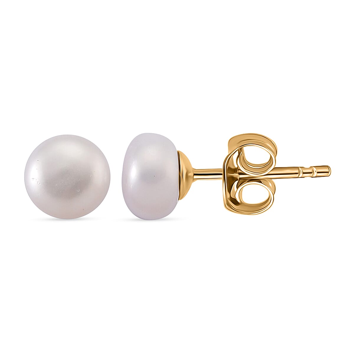 Set of 5 - Fresh Water Pearl Beads Earring with Push Back in Grey, White, Purple, Peach & Peacock