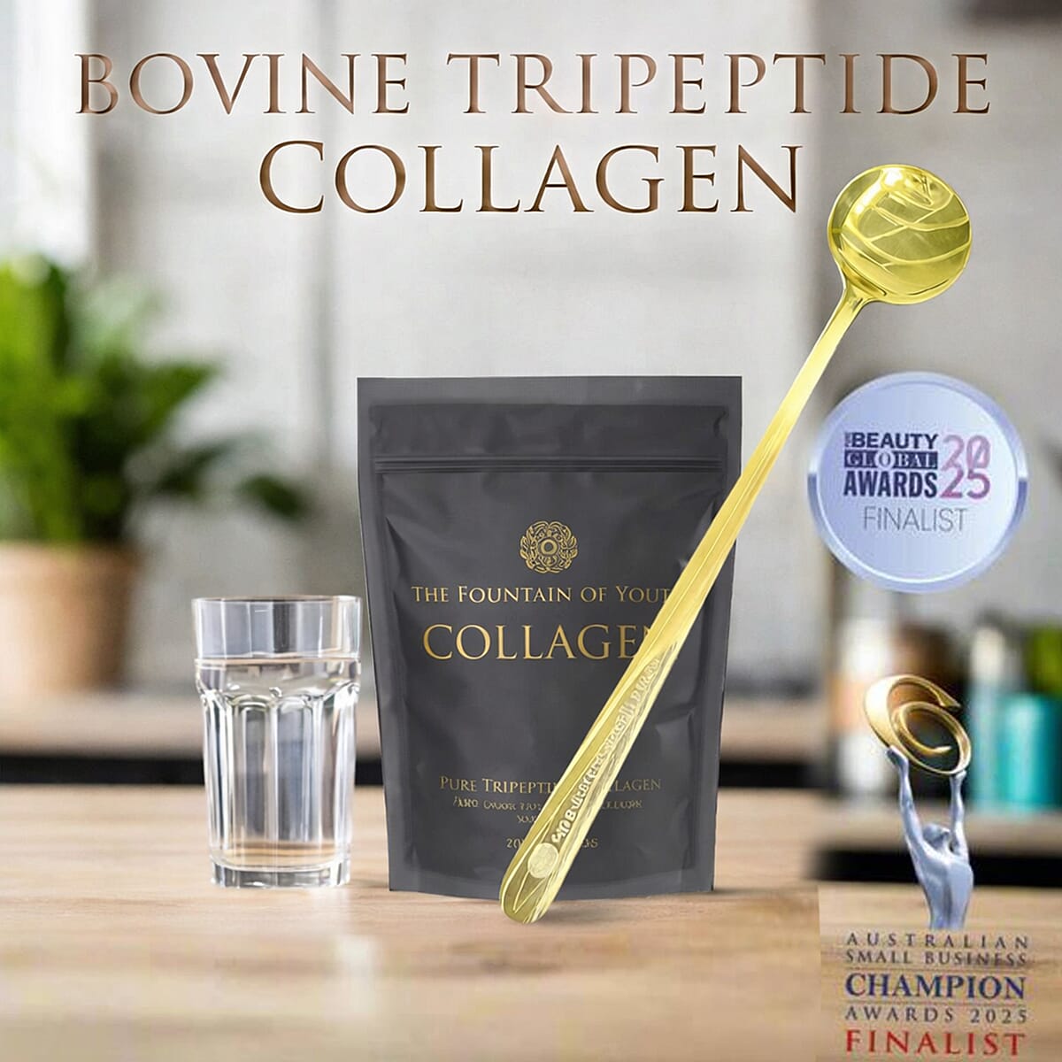 NEW YEAR SPECIAL DEAL - IN STOCK - Fountain Of Youth Lifestyle Tripeptide Collagen - 200gm (Upto 200 Day Supply) With FREE Spoon