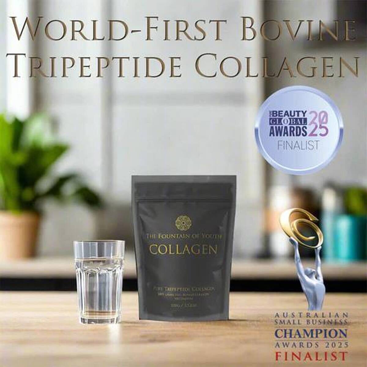 NEW YEAR SPECIAL DEAL - IN STOCK - Fountain Of Youth Lifestyle Tripeptide Collagen - 200gm (Upto 200 Day Supply) With FREE Spoon