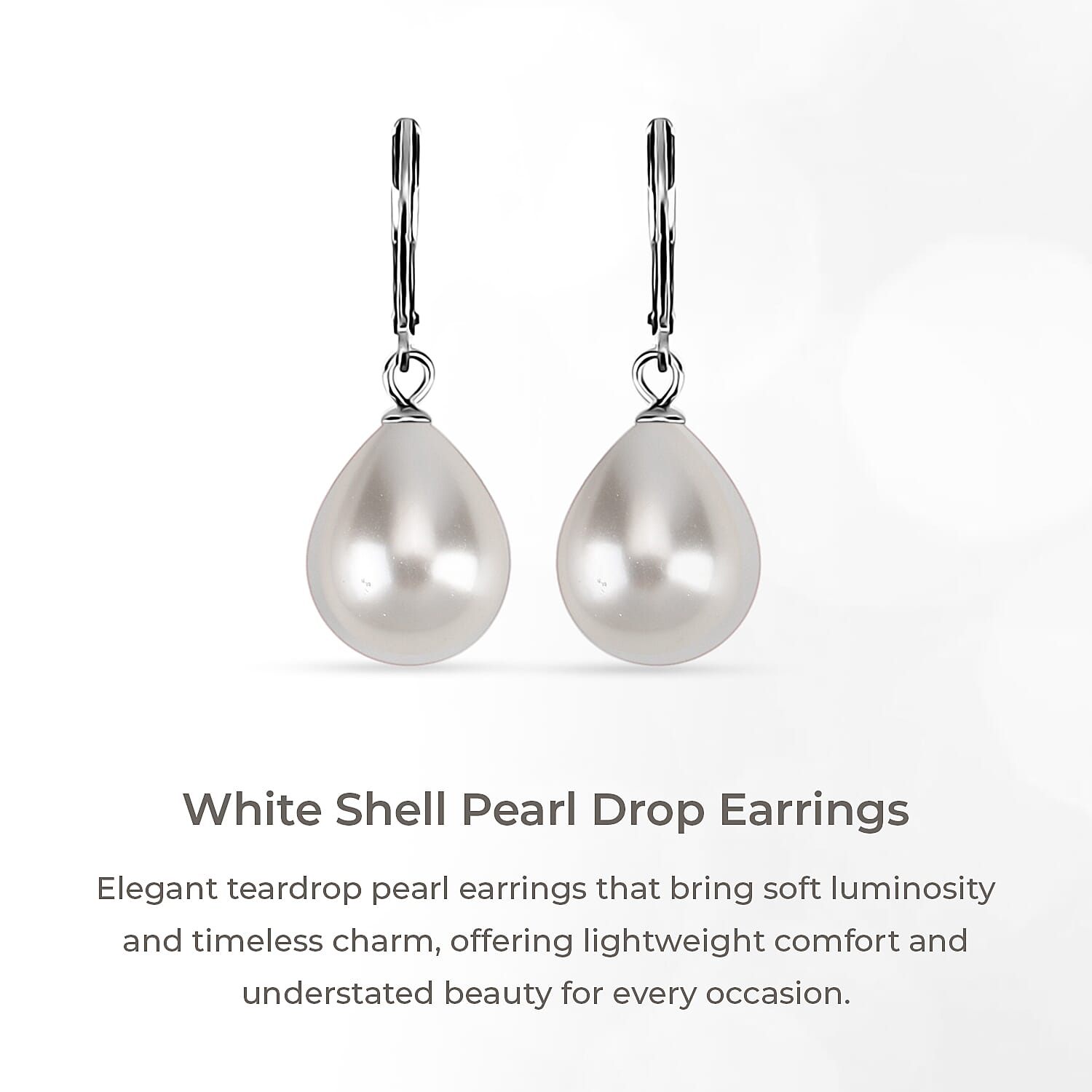 Glow & Go Jewellery Set - White Shell Pearl Lever Back Earrings, Pendant With Chain (Size 20), Bracelet, Gold Overlay Paperlink Necklace (Size 22-2), Gold Overlay Paperlink Bracelet (Size 8-2)