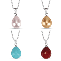 Set of 4  - Pink Shell Pearl Pendant with Chain (Size 20), Pink Shell Pearl Pendant with Chain (Size 20),Sleeping Beauty Color Shell Pearl Pendant with Chain (Size 20)