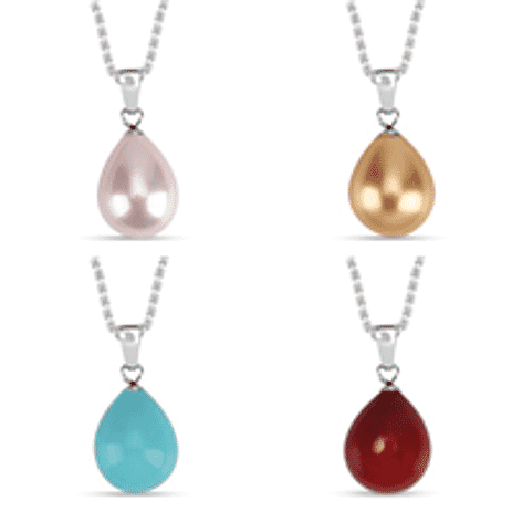 Set of 4  - Pink Shell Pearl Pendant with Chain (Size 20), Pink Shell Pearl Pendant with Chain (Size 20),Sleeping Beauty Color Shell Pearl Pendant with Chain (Size 20)