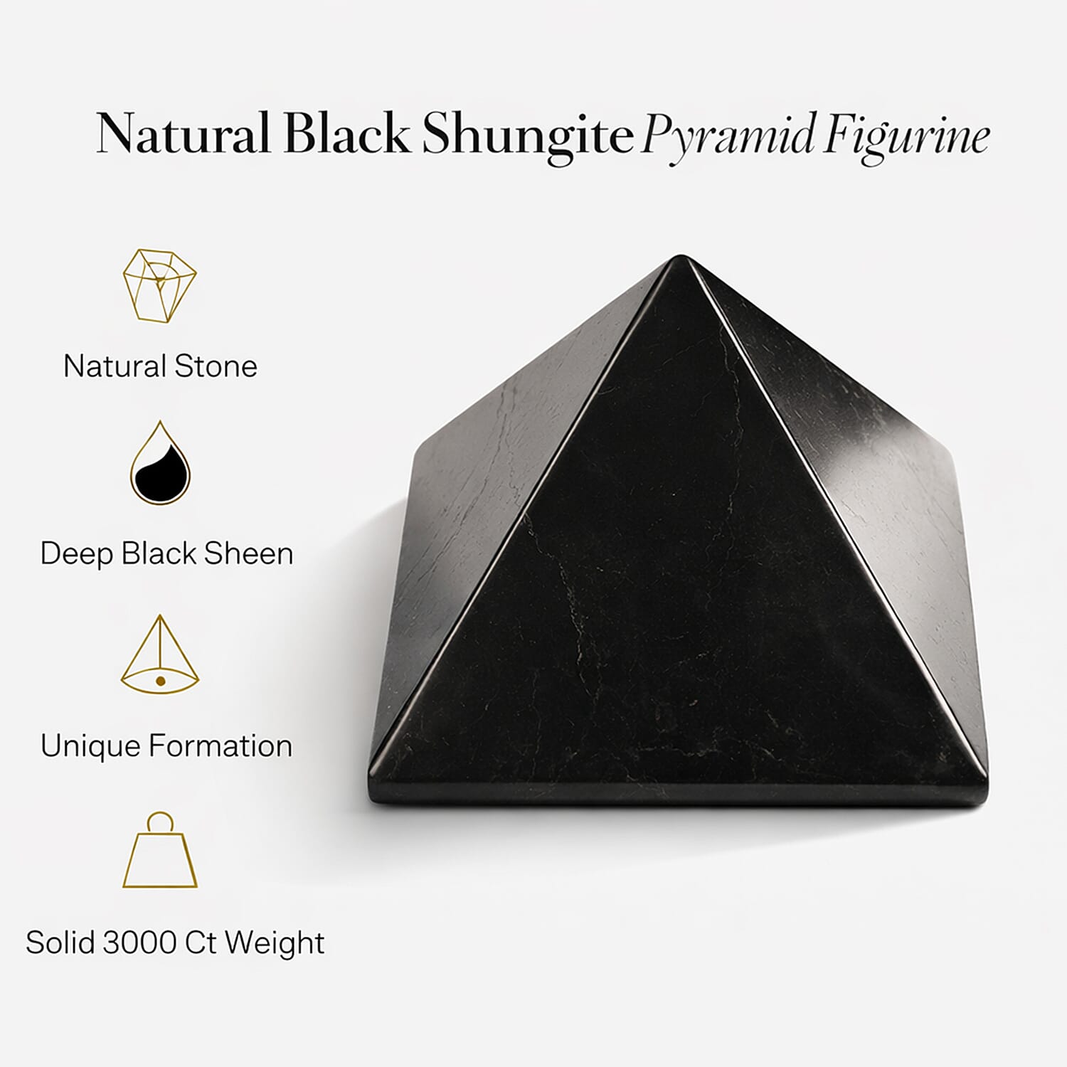 THE ULTIMATE SHUNGITE BUNDLE - Maneki Neko Lucky Cat Figurine, Pyramid Figurine, Bracelet, Palm Stone